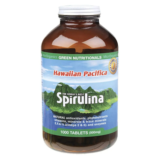 GREEN NUTRITIONALS Hawaiian Pacifica Spirulina Tablets (500mg) 1000 GREEN NUTRITIONALS