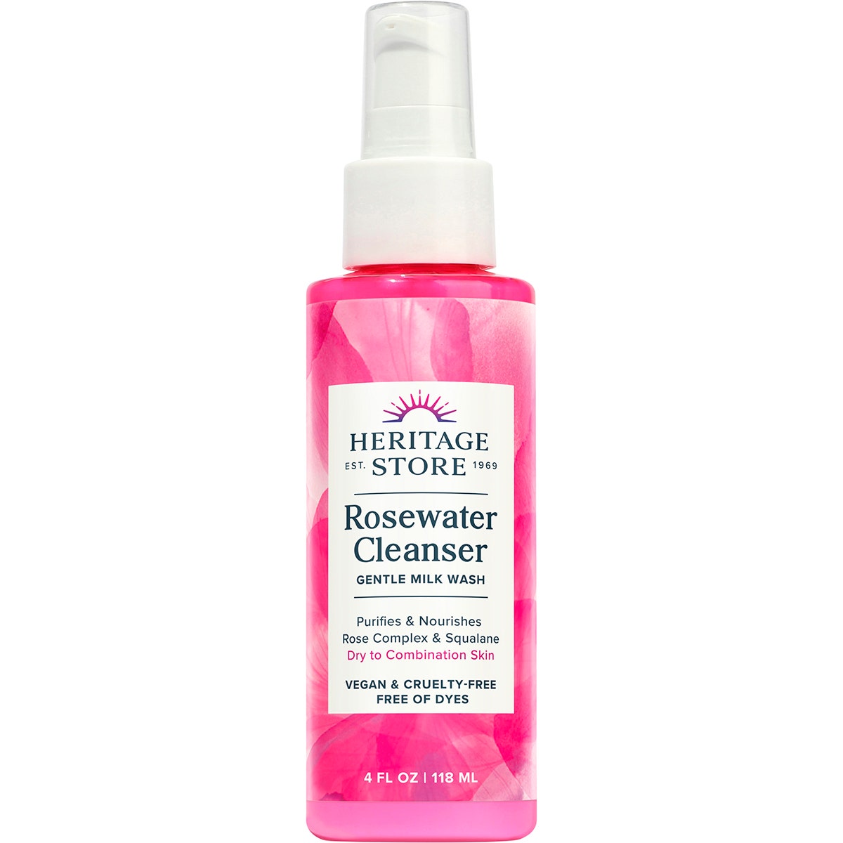 HERITAGE STORE Rosewater Cleanser Dry to Combination Skin 118ml - Cutprice Online