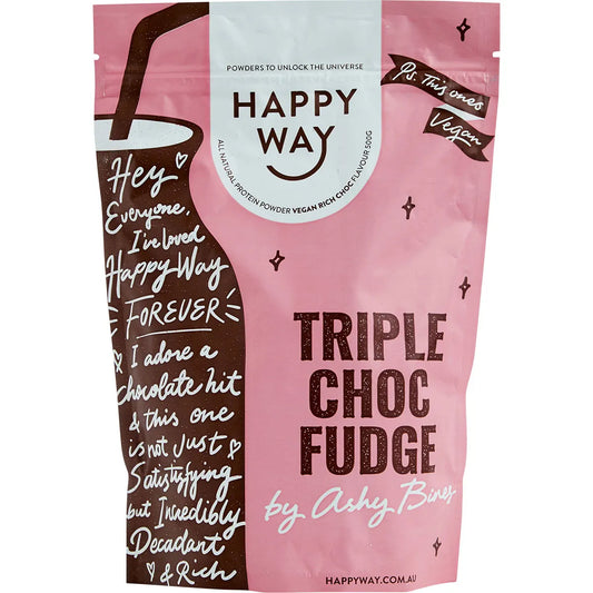 HAPPY WAY Ashy Bines Vegan Protein Powder Triple Choc Fudge 500g - Cutprice Online