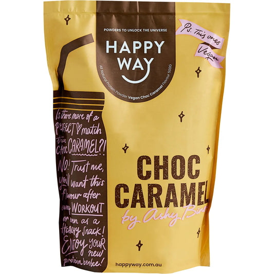 HAPPY WAY Ashy Bines Vegan Protein Powder Choc Caramel 500g - Cutprice Online