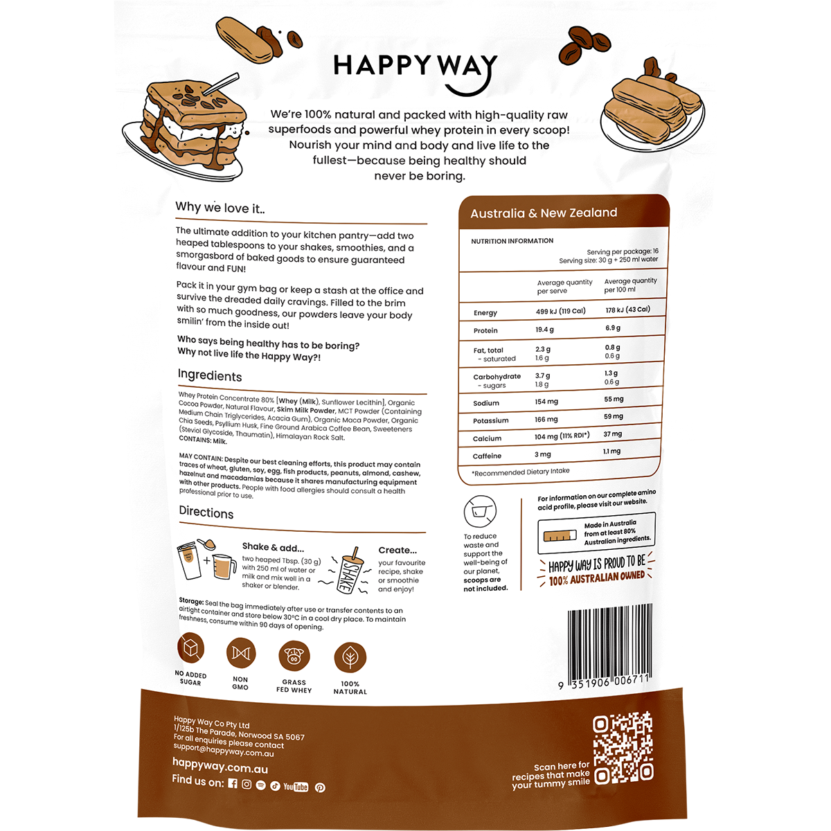 Happy Way Whey Protein Powder Tiramisu 500g