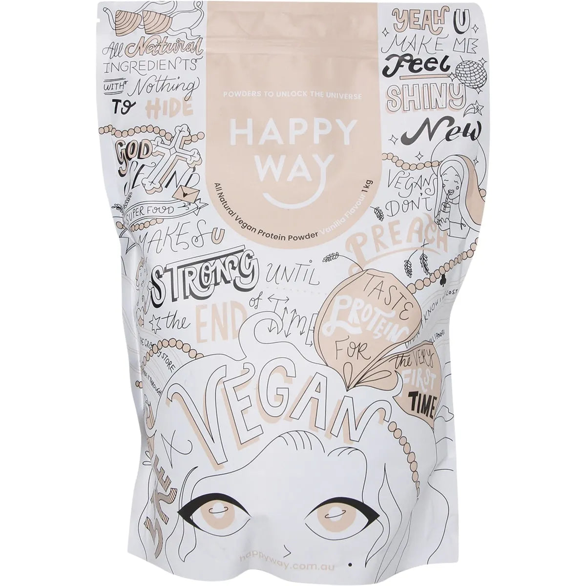Happy Way Vegan Protein Powder Vanilla 1kg HAPPY WAY