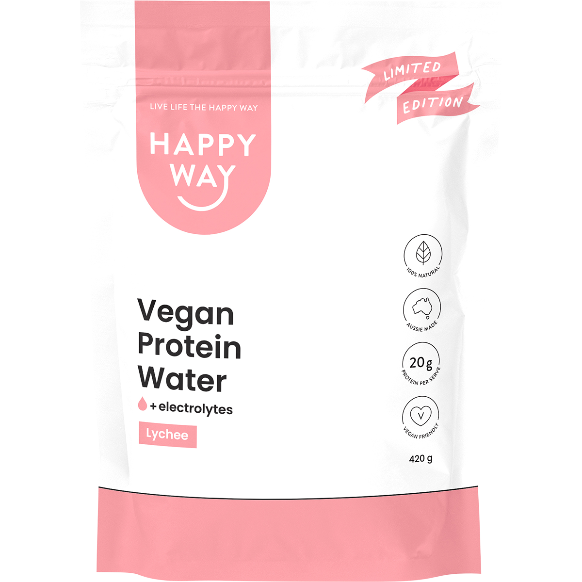 Happy Way Vegan Protein Water Lychee 420g