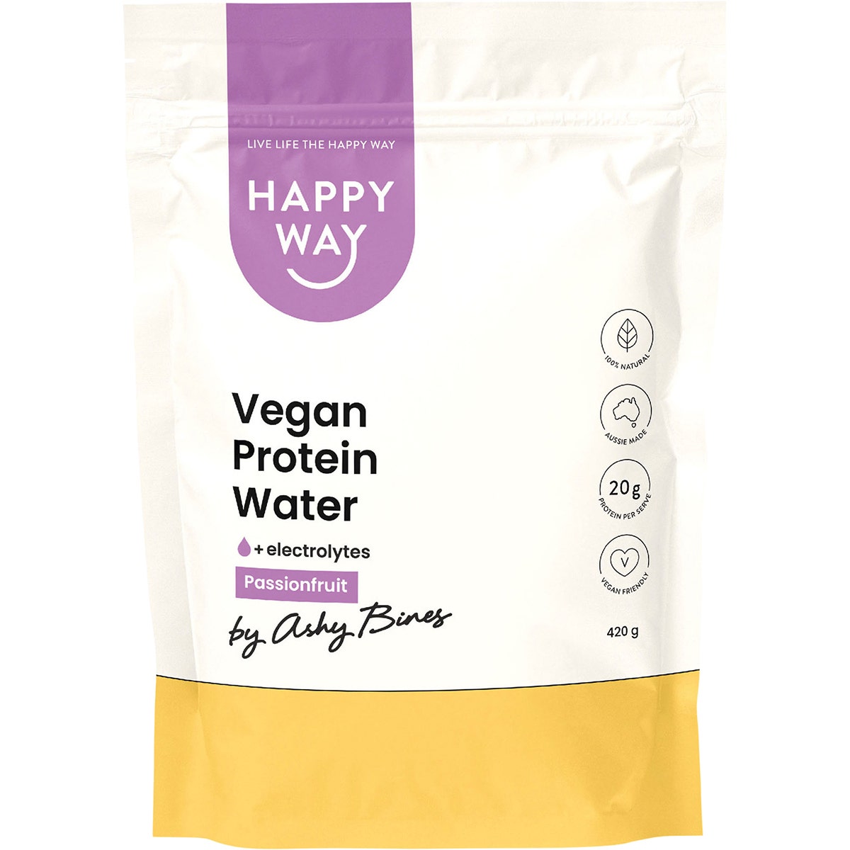 HAPPY WAY Ashy Bines Vegan Protein Water Passionfruit 420g - Cutprice Online