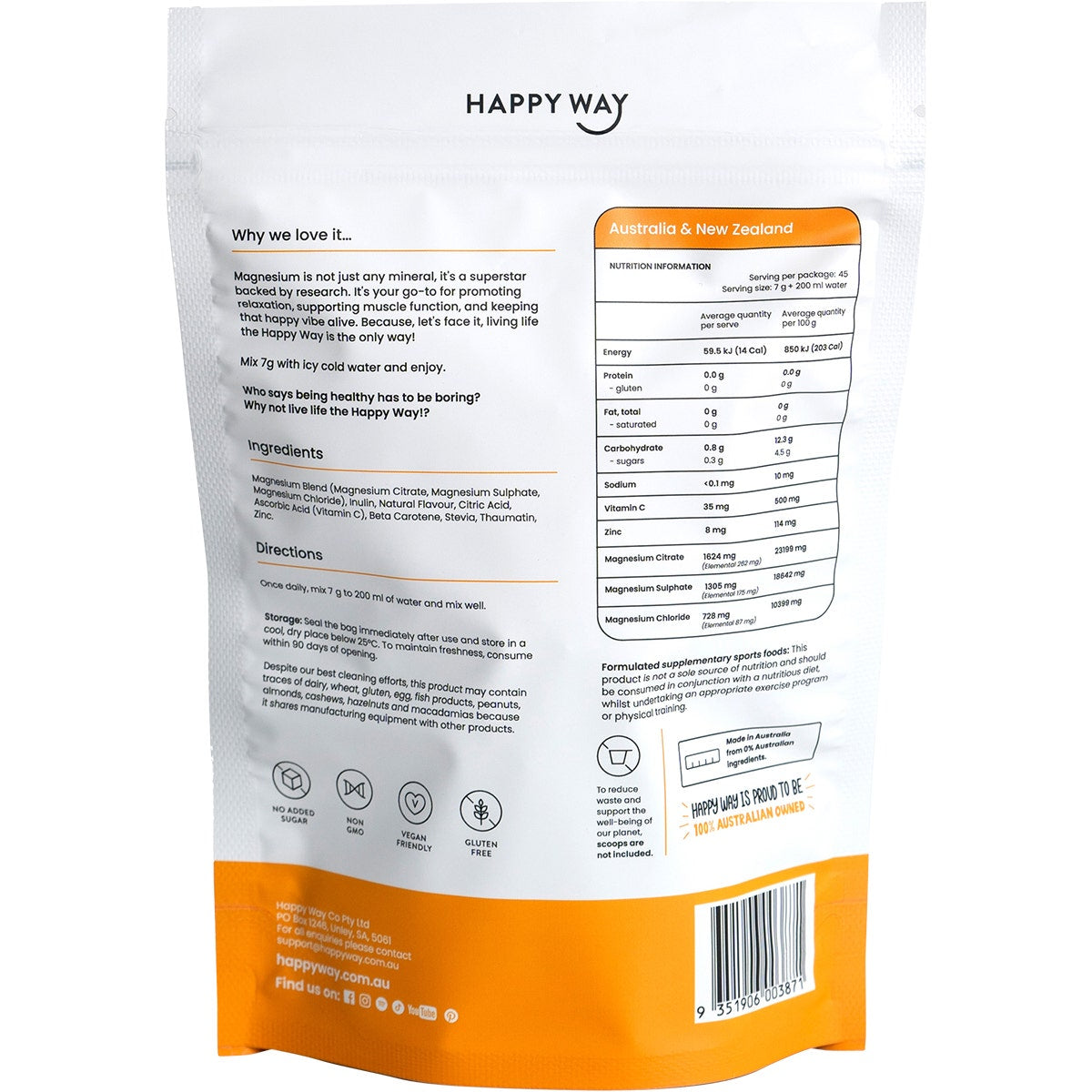HAPPY WAY Magnesium Powder Orange 315g - Cutprice Online