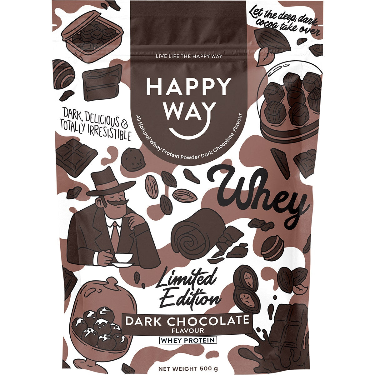 Happy Way Whey Protein Powder Dark Chocolate 500g - Cutprice Online