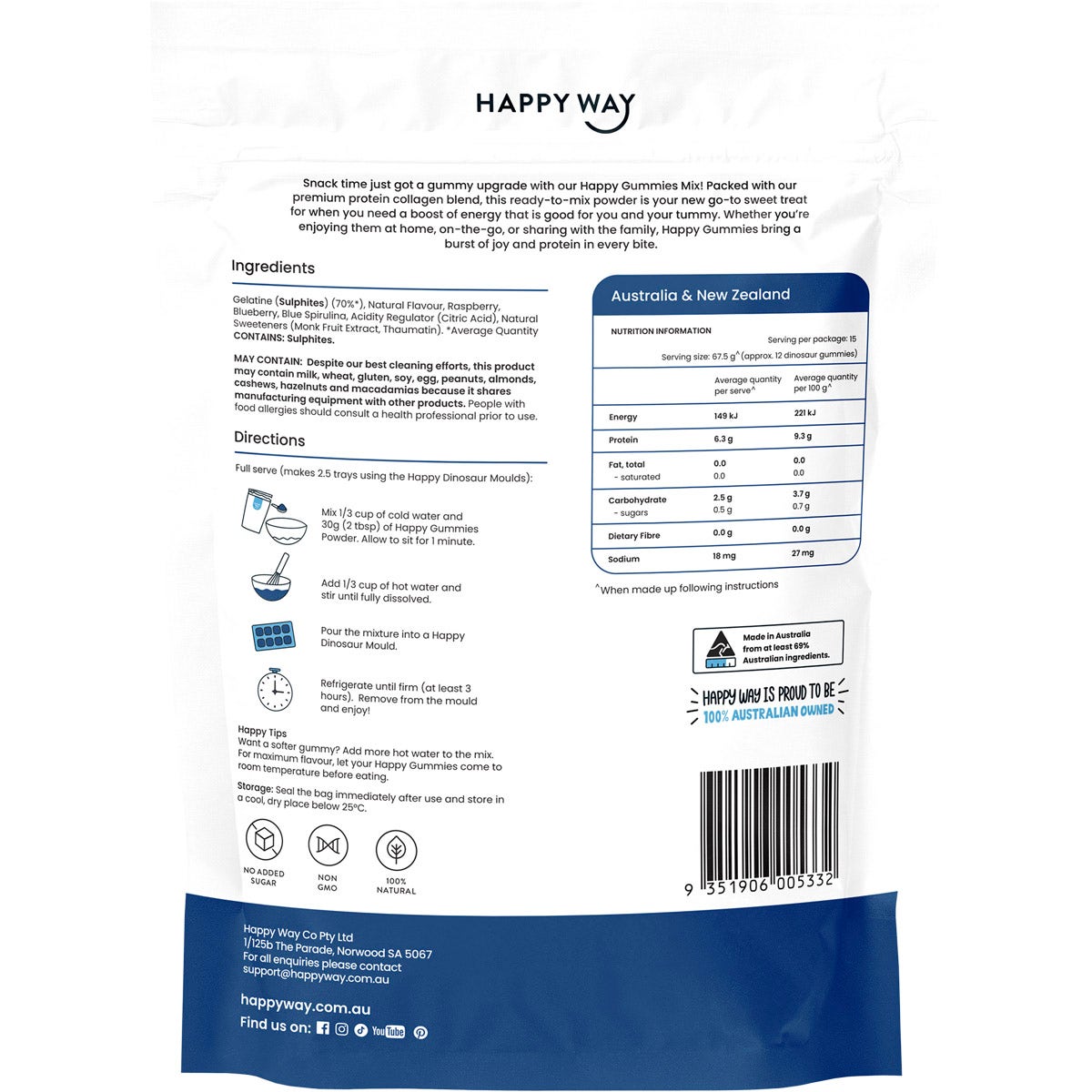 Happy Way Happy Gummies Blue Raspberry 210g - Cutprice Online