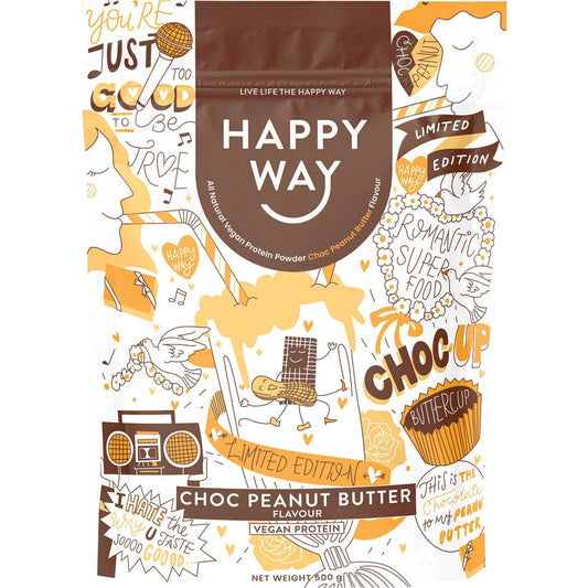 Happy Way Choc Peanut Butter Vegan Protein 500g - Cutprice Online