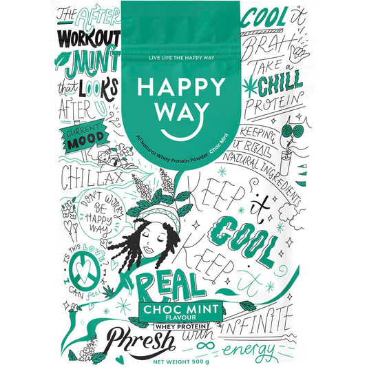 Happy Way Whey Protein Powder Choc Mint 500g - Cutprice Online