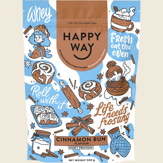 Happy Way Whey Protein Powder Cinnamon Bun 500g