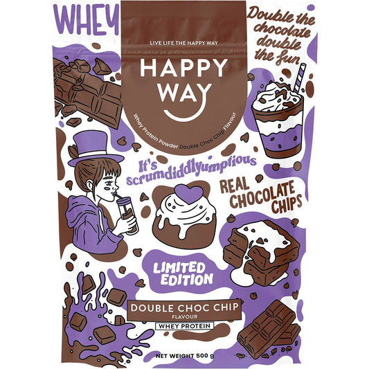 Happy Way Whey Protein Powder Double Choc Chip 500g - Cutprice Online