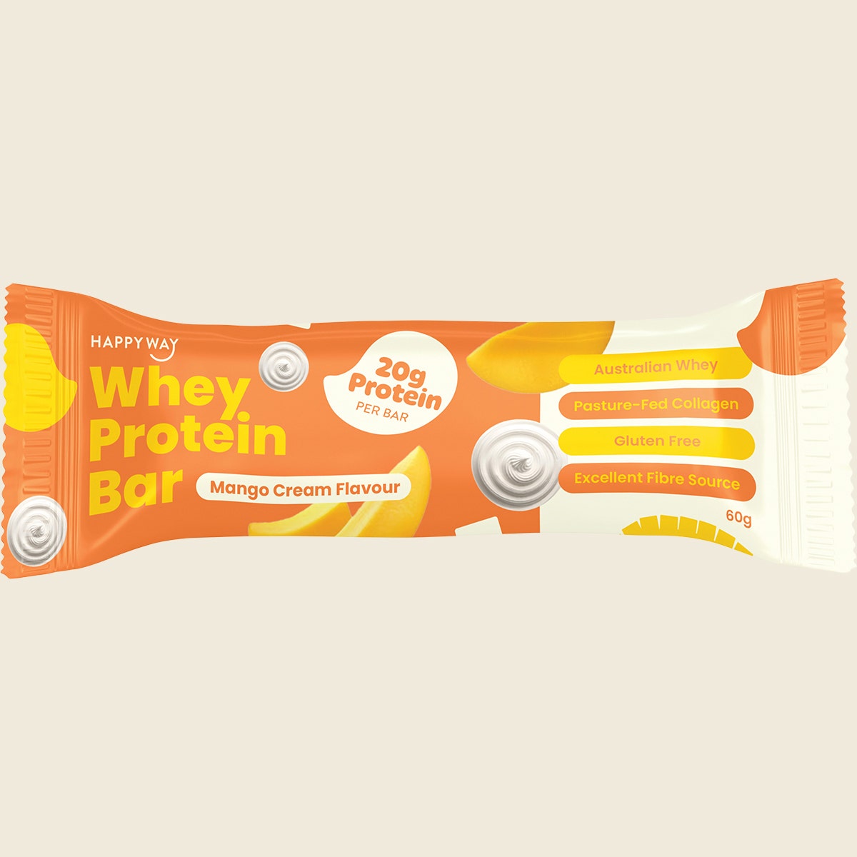Happy Way Whey Protein Bar Mango Cream 10x60g