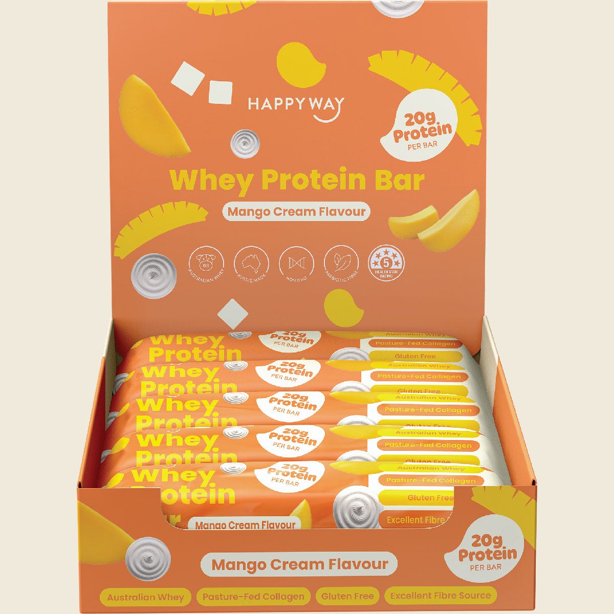 Happy Way Whey Protein Bar Mango Cream 10x60g
