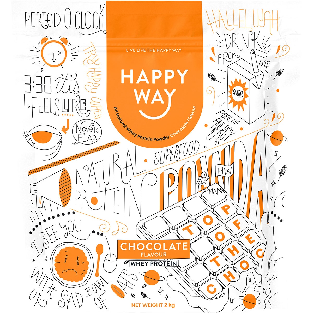 Happy Way Whey Protein Powder Chocolate 2kg - Cutprice Online
