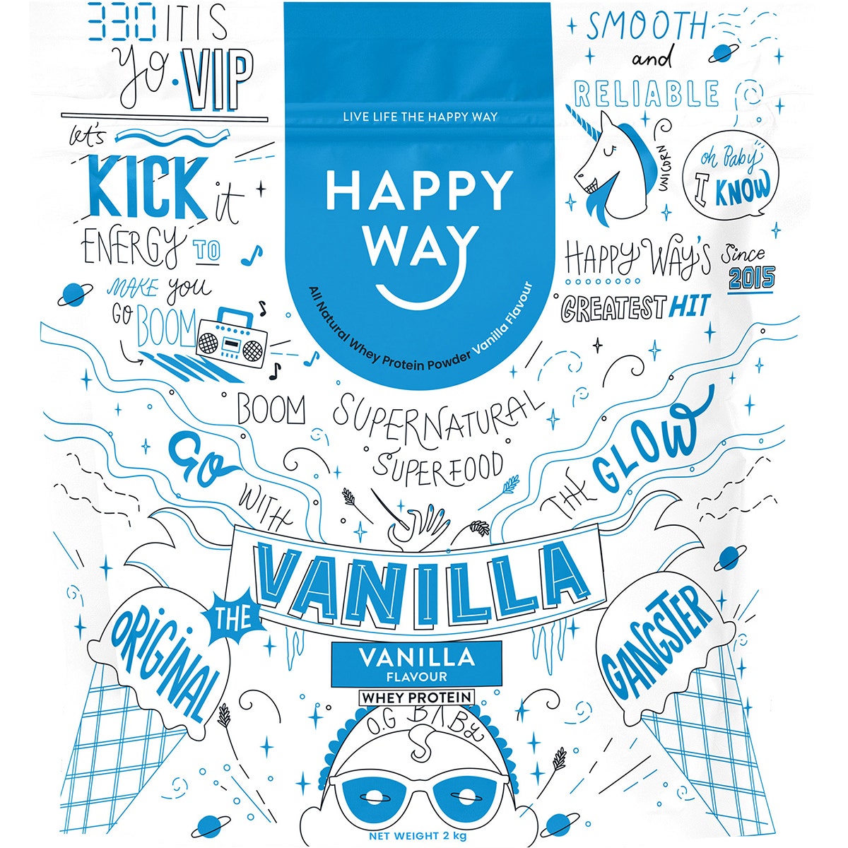 Happy Way Whey Protein Powder Vanilla 2kg - Cutprice Online