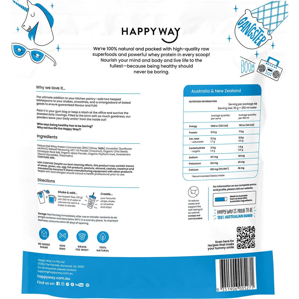 Happy Way Whey Protein Powder Vanilla 2kg - Cutprice Online