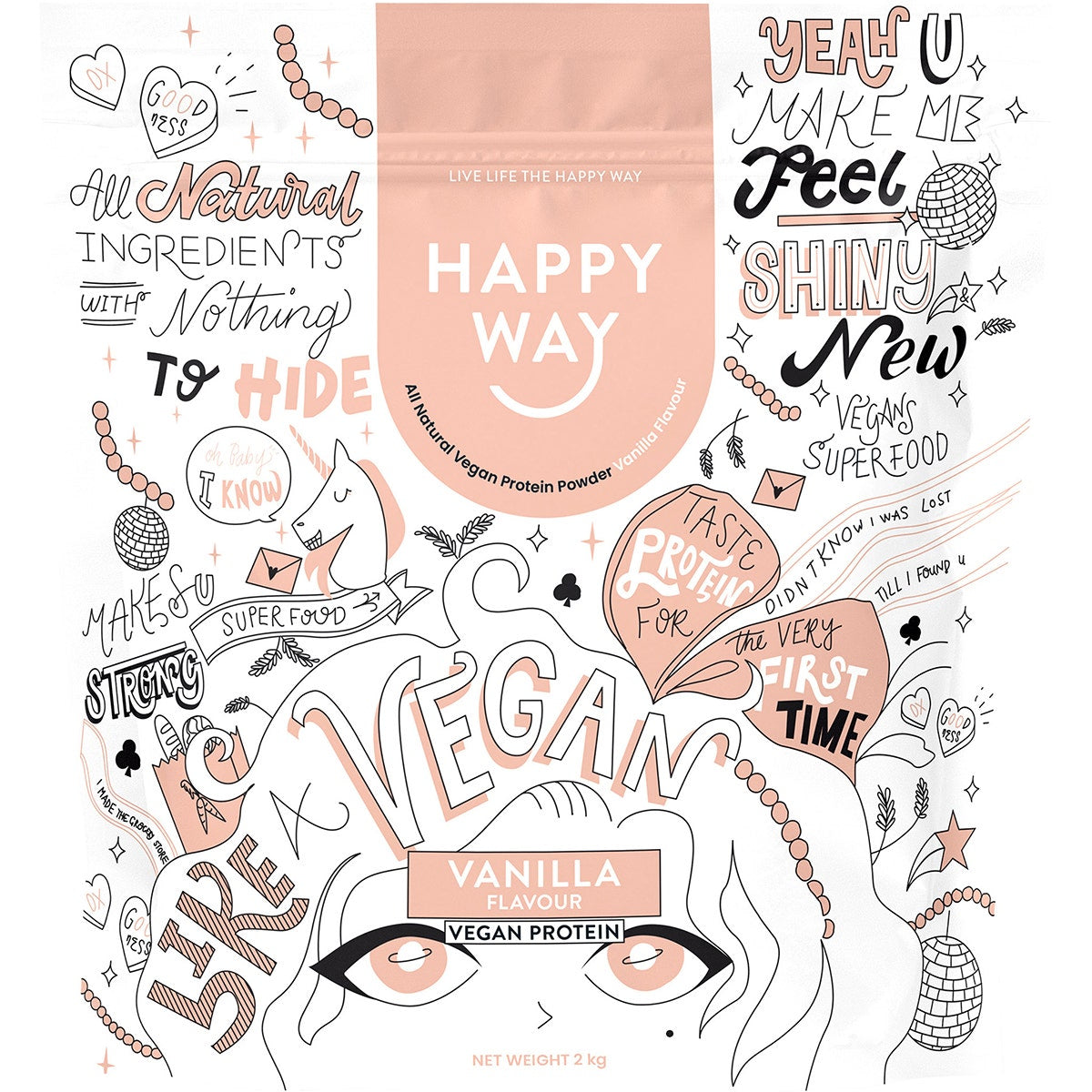 Happy Way Vegan Protein Powder Vanilla 2kg - Cutprice Online
