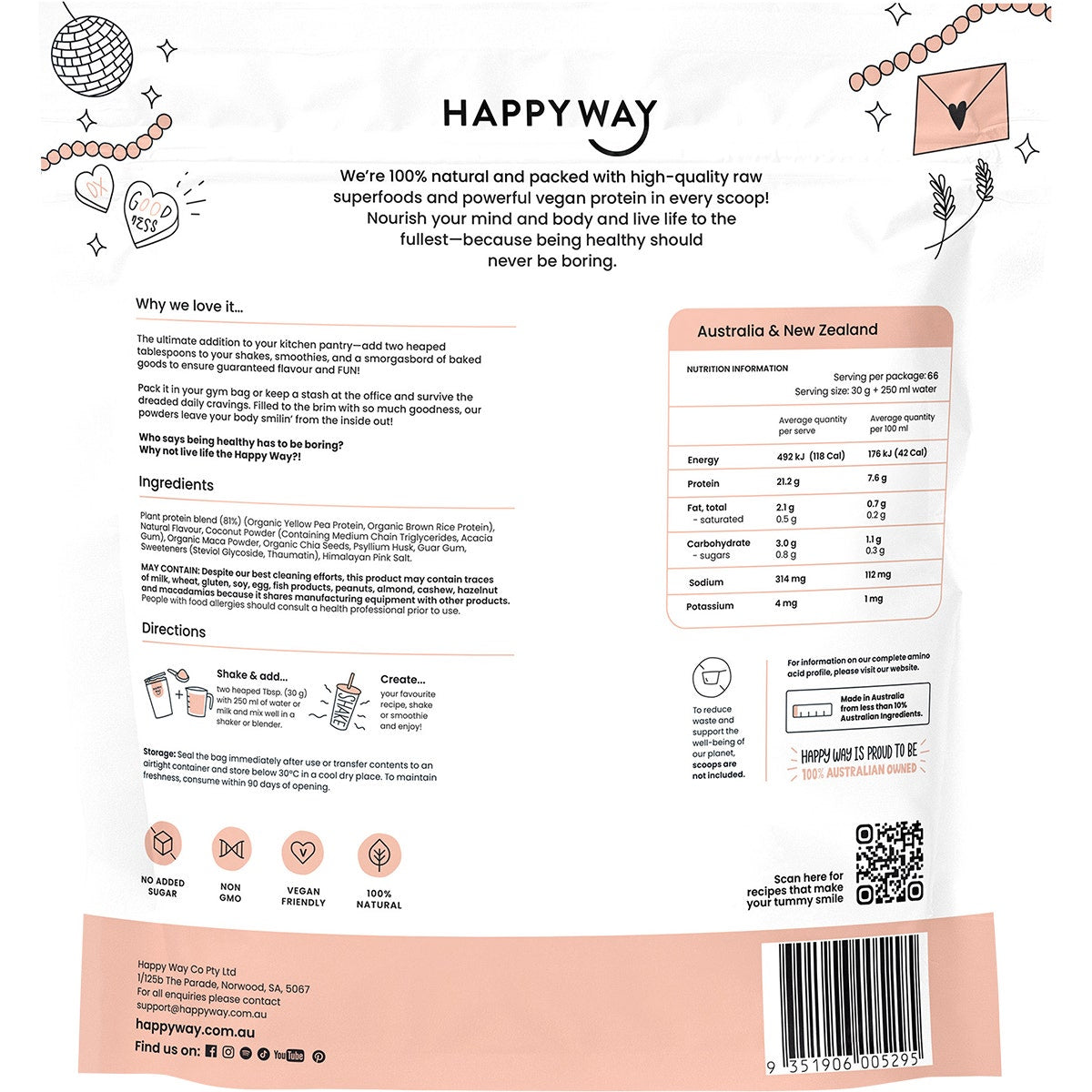 Happy Way Vegan Protein Powder Vanilla 2kg - Cutprice Online