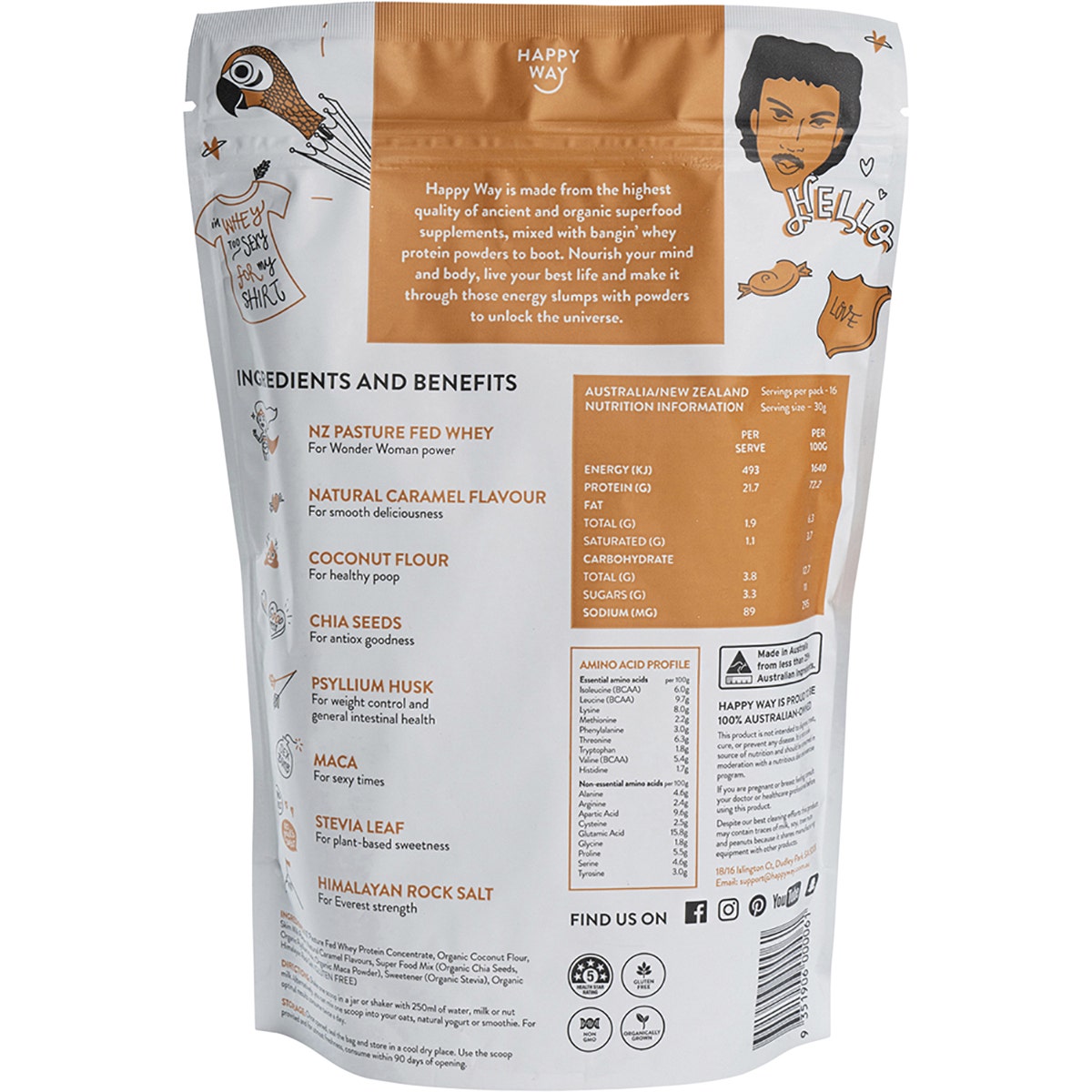 HAPPY WAY Whey Protein Powder Salted Caramel 500g HAPPY WAY