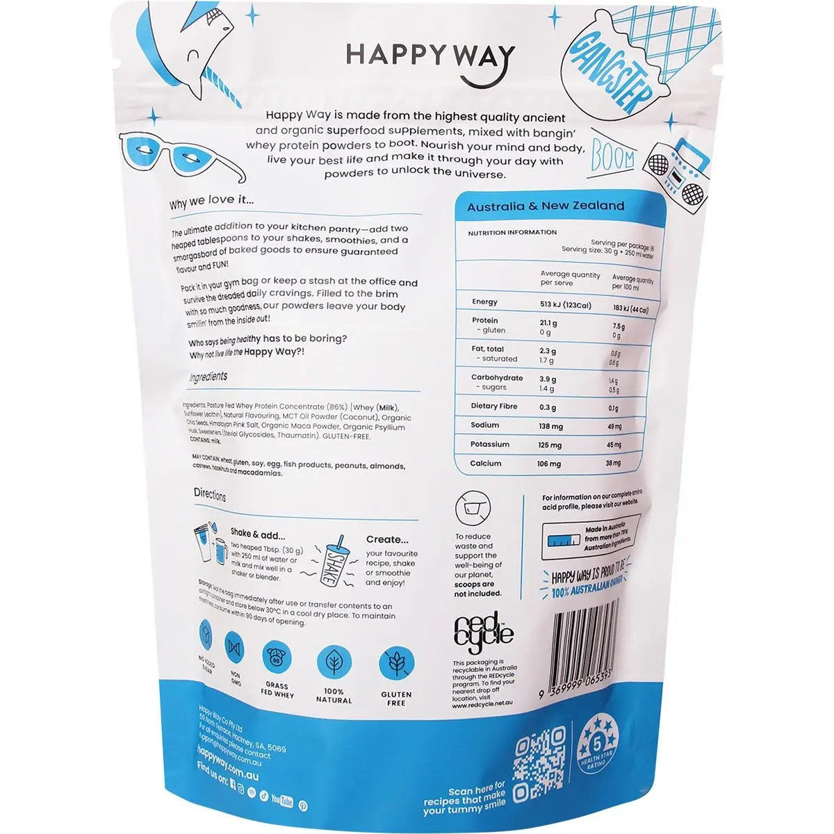 Happy Way Whey Protein Powder Vanilla 500g HAPPY WAY