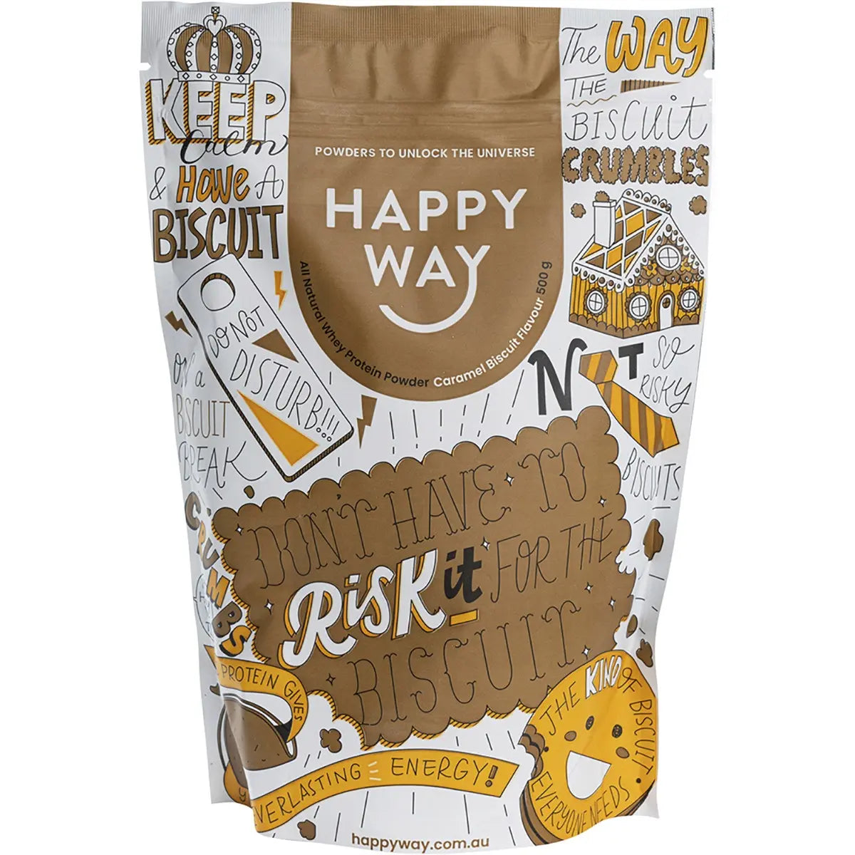 Happy Way Whey Protein Powder Caramel Biscuit 500g HAPPY WAY