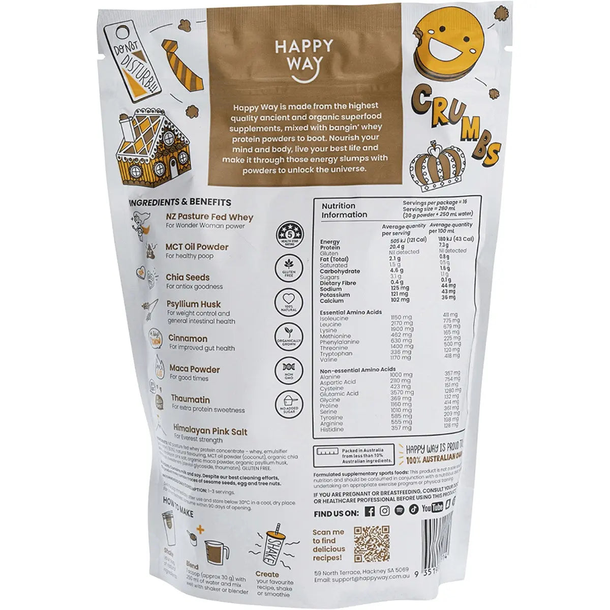 Happy Way Whey Protein Powder Caramel Biscuit 500g HAPPY WAY