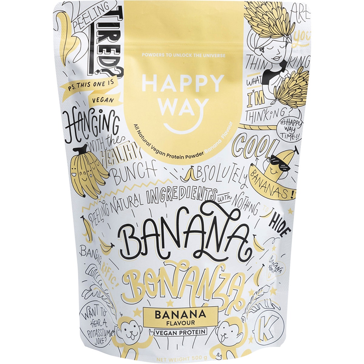 HAPPY WAY Vegan Protein Powder Banana 500g - Cutprice Online