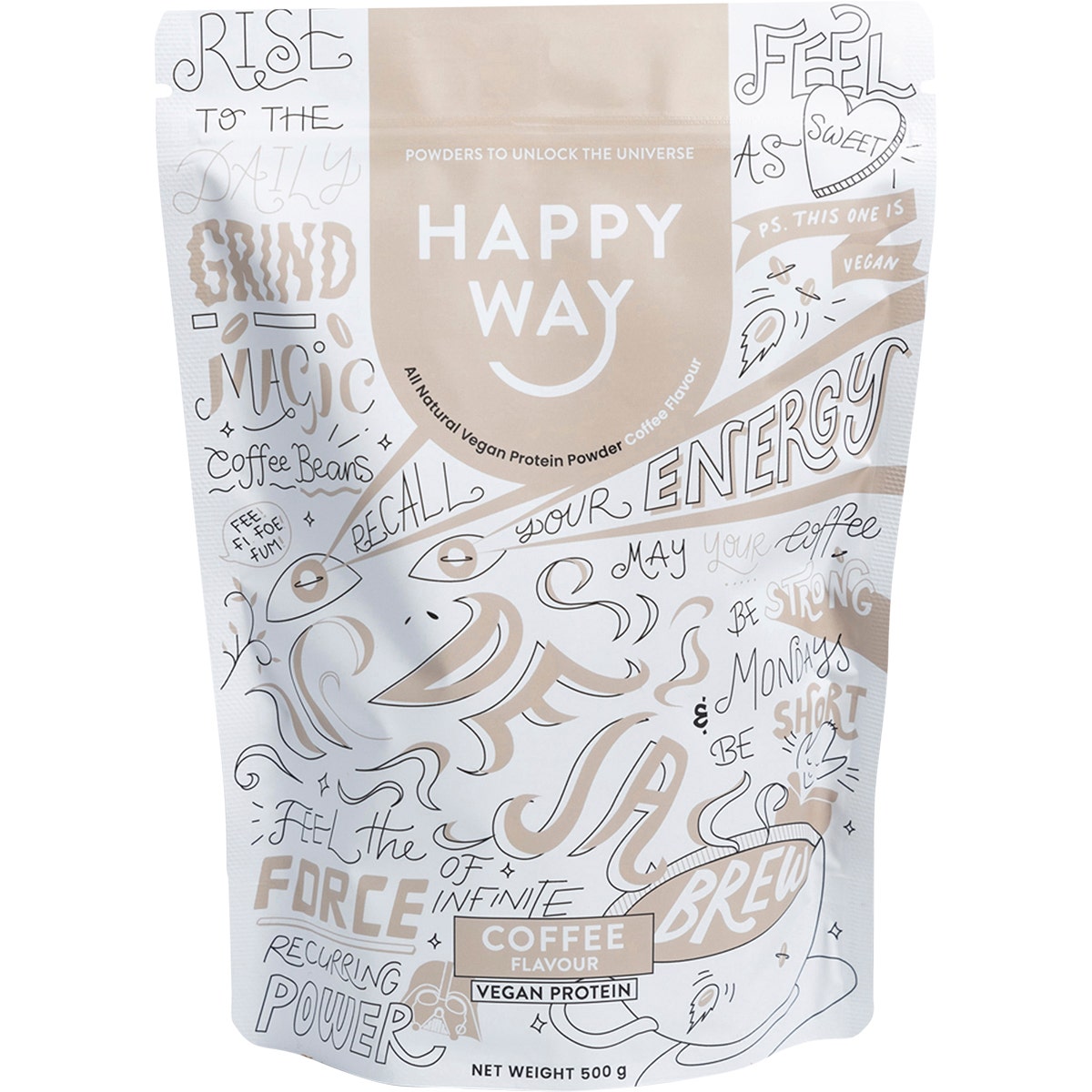 HAPPY WAY Vegan Protein Powder Coffee 500g - Cutprice Online