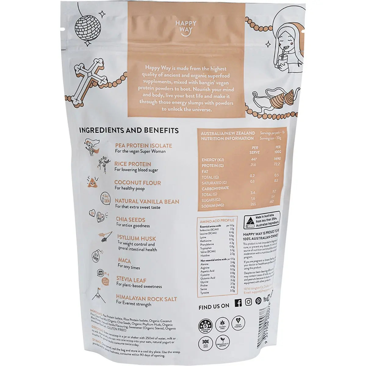 HAPPY WAY Pea Protein Powder Vanilla 500g HAPPY WAY