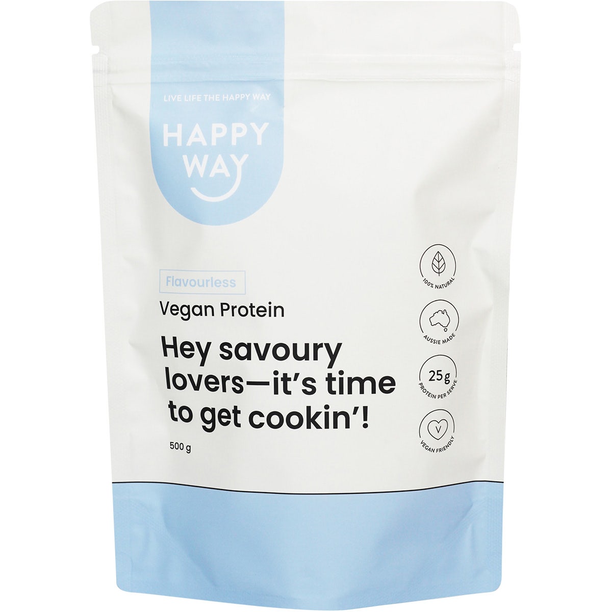 HAPPY WAY Vegan Protein Powder Flavourless 500g - Cutprice Online
