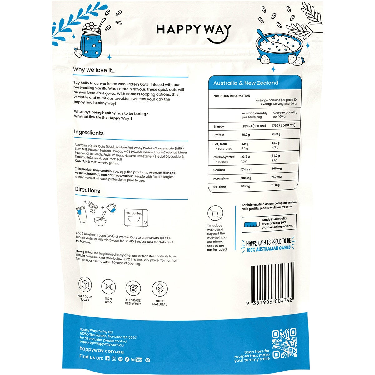 Happy Way Whey Protein Quick Oats Vanilla 700g - Cutprice Online