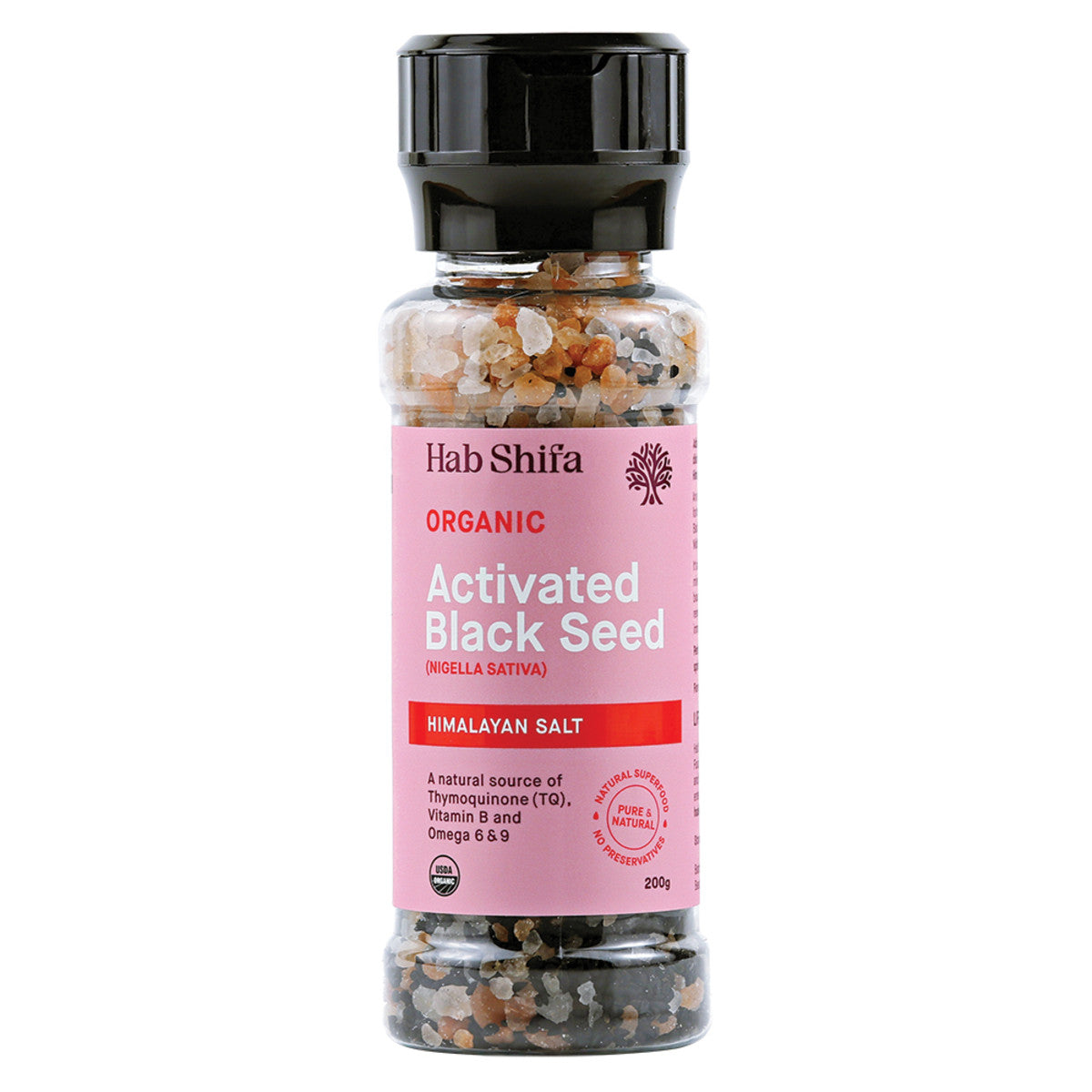 Hab Shifa Organic Activated Black Seed with Himalayan Salt Grinder 200g - Cutprice Online