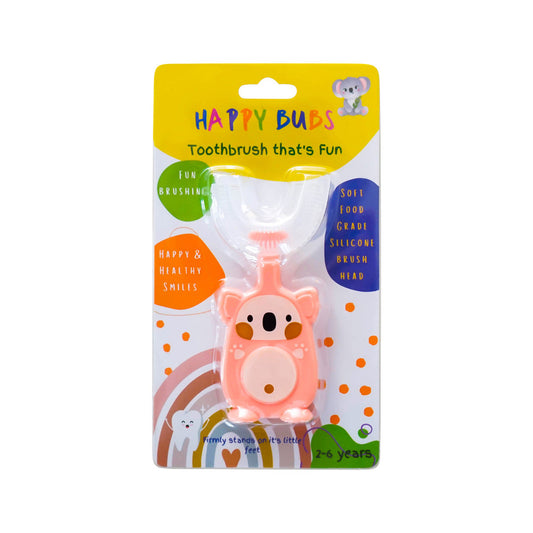 Happy Bubs Toothbrush Silicon U Shape Bear Pink (2 to 6 Years) - Cutprice Online