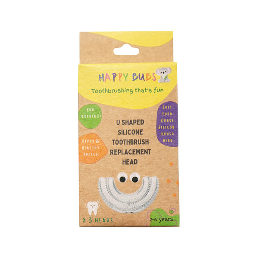 Happy Bubs Toothbrush Silicone U Shaped Replacement Head x 3 Pack (2-6 Years) - Cutprice Online