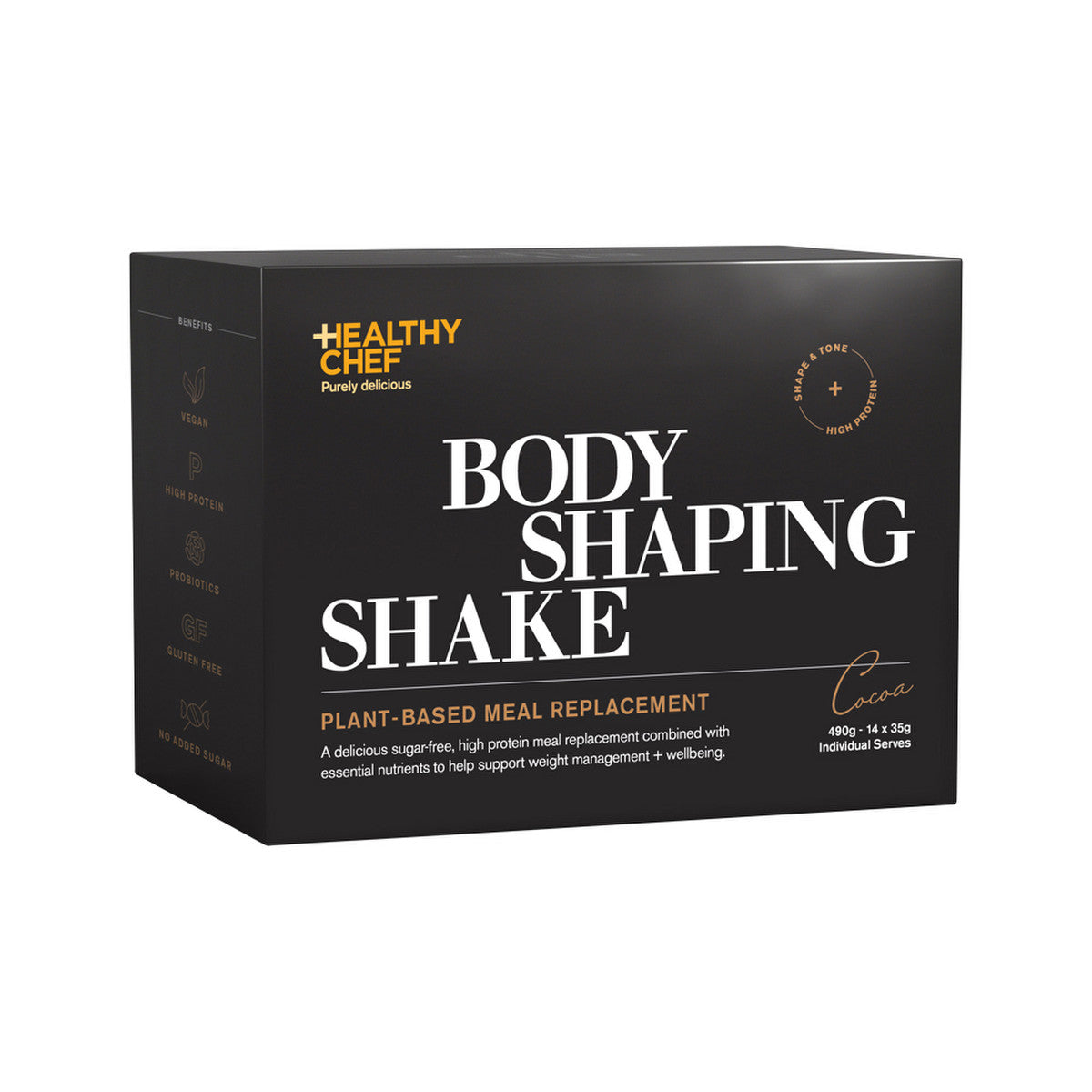 The Healthy Chef Body Shaping Shake (Plant-Based Meal Replacement) Cocoa Sachets 35g x 14 Pack - Cutprice Online