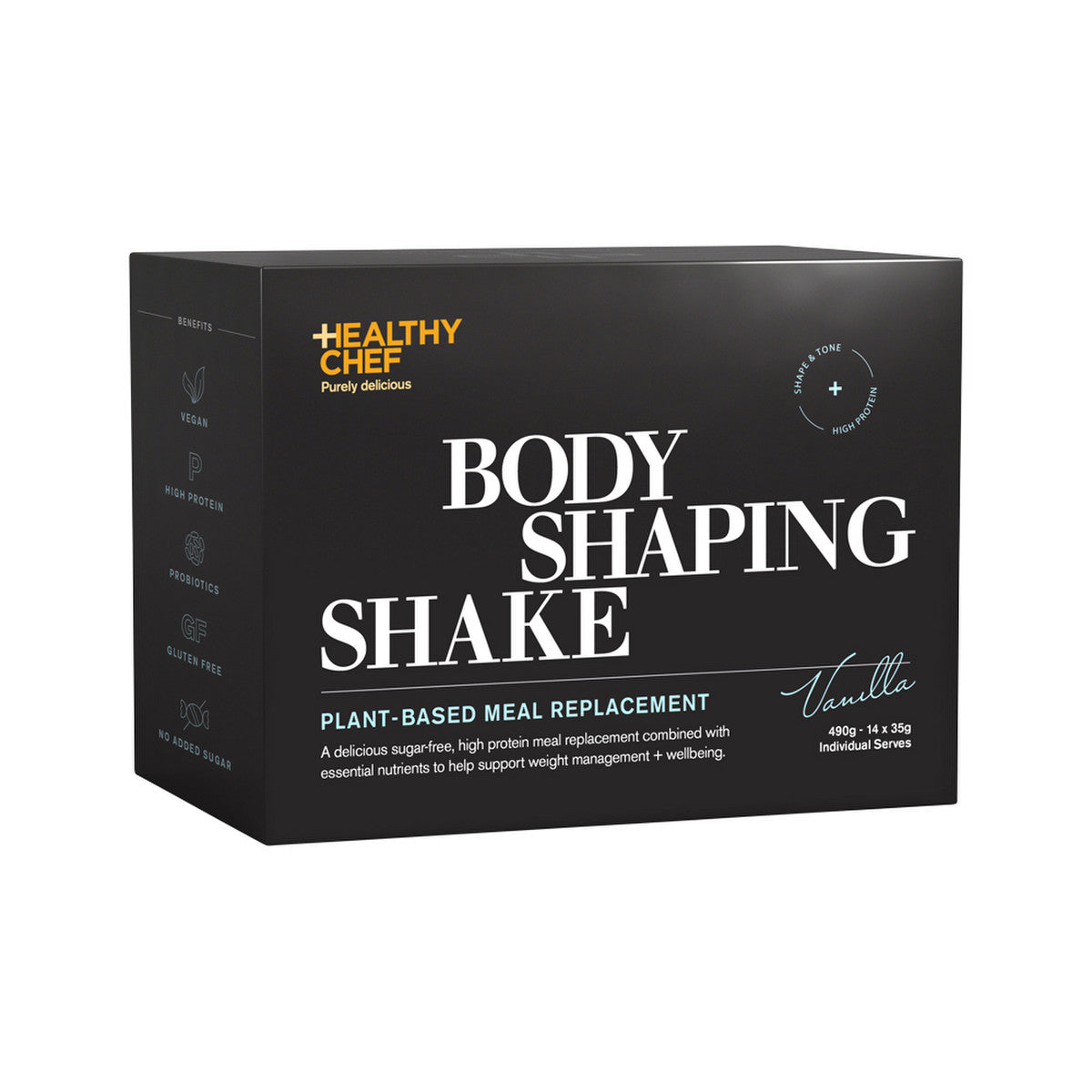 The Healthy Chef Body Shaping Shake (Plant-Based Meal Replacement) Vanilla Sachets 35g (Pack of 14) - Cutprice Online