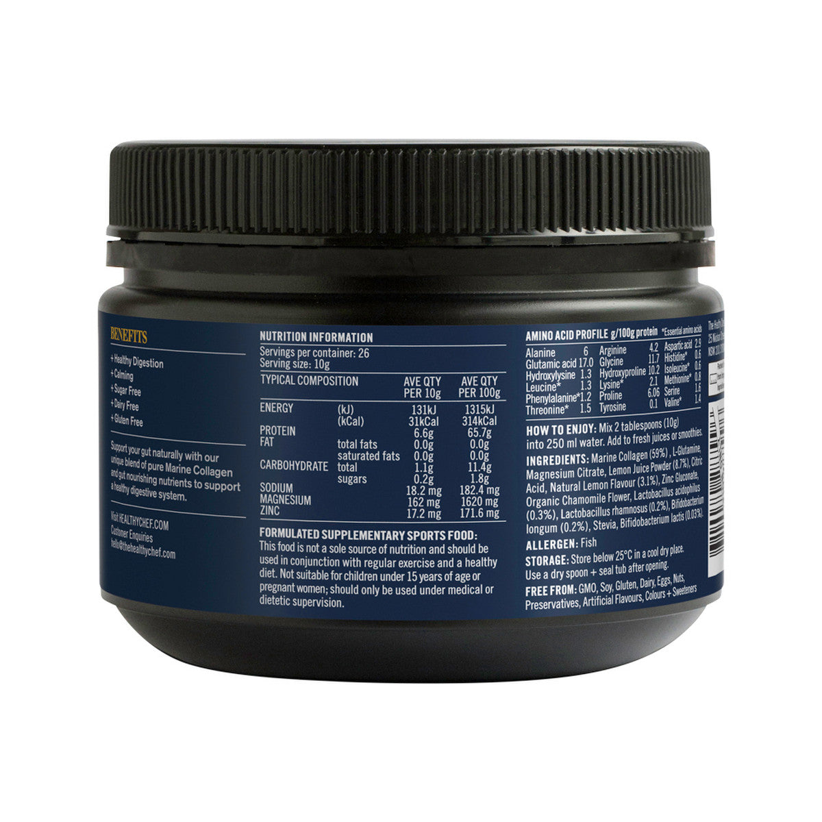 The Healthy Chef Gut Collagen (Lemon) 260g - Cutprice Online