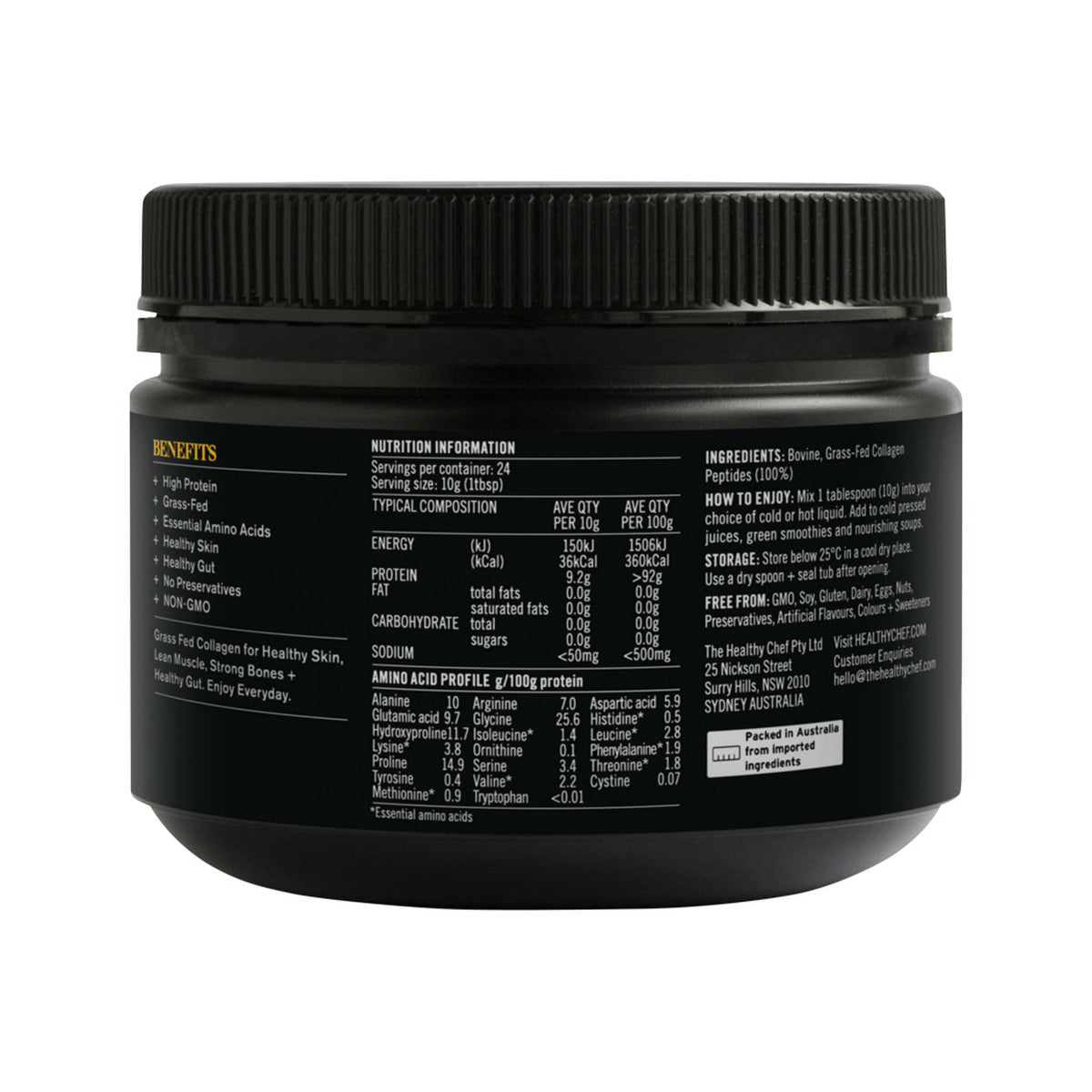 The Healthy Chef Pure Grass Fed Collagen (100% Bovine Collagen) Unflavoured 240g - Cutprice Online