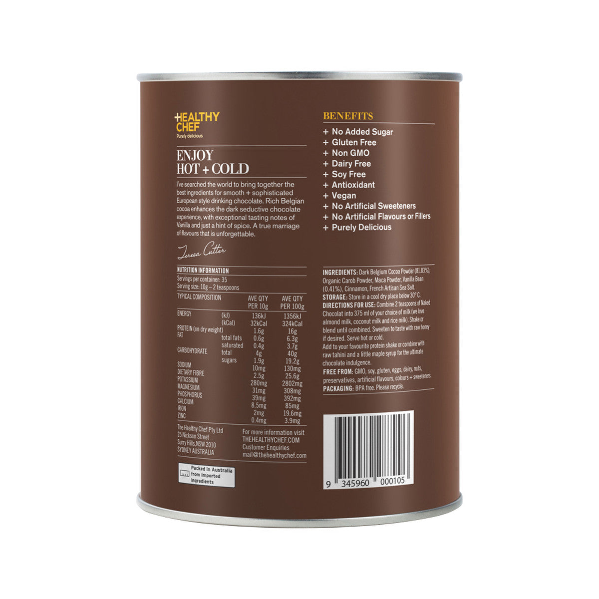 The Healthy Chef Naked Chocolat Dark 350g - Cutprice Online