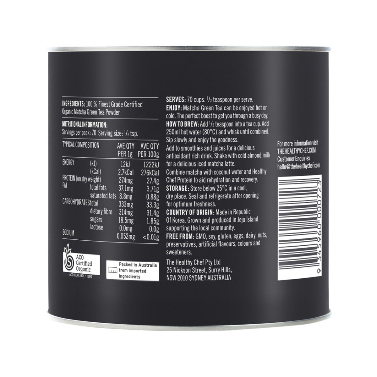 The Healthy Chef Organic Matcha Tea 70g - Cutprice Online