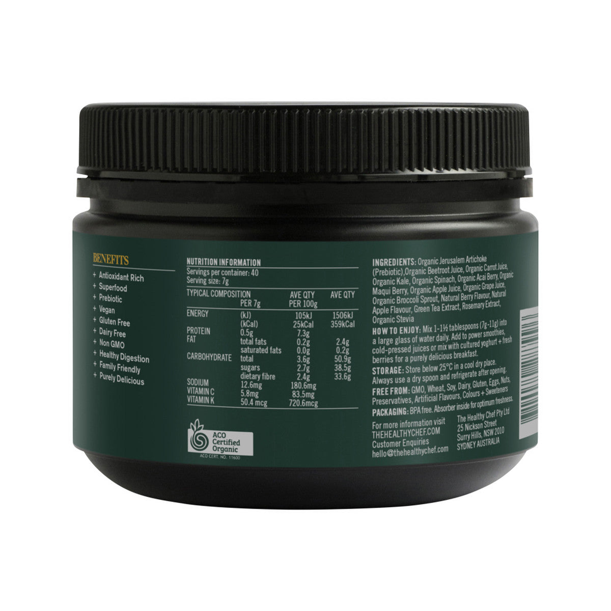 The Healthy Chef Organic Superfood Wild Berry 280g - Cutprice Online