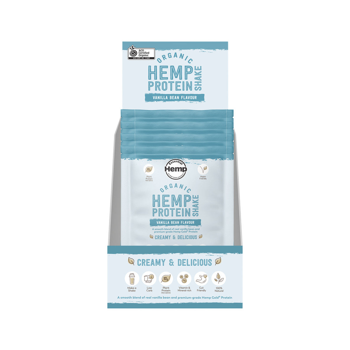 Hemp Foods Australia Organic Hemp Protein Shake Vanilla Bean Sachet 35g(Pack of 7) - Cutprice Online
