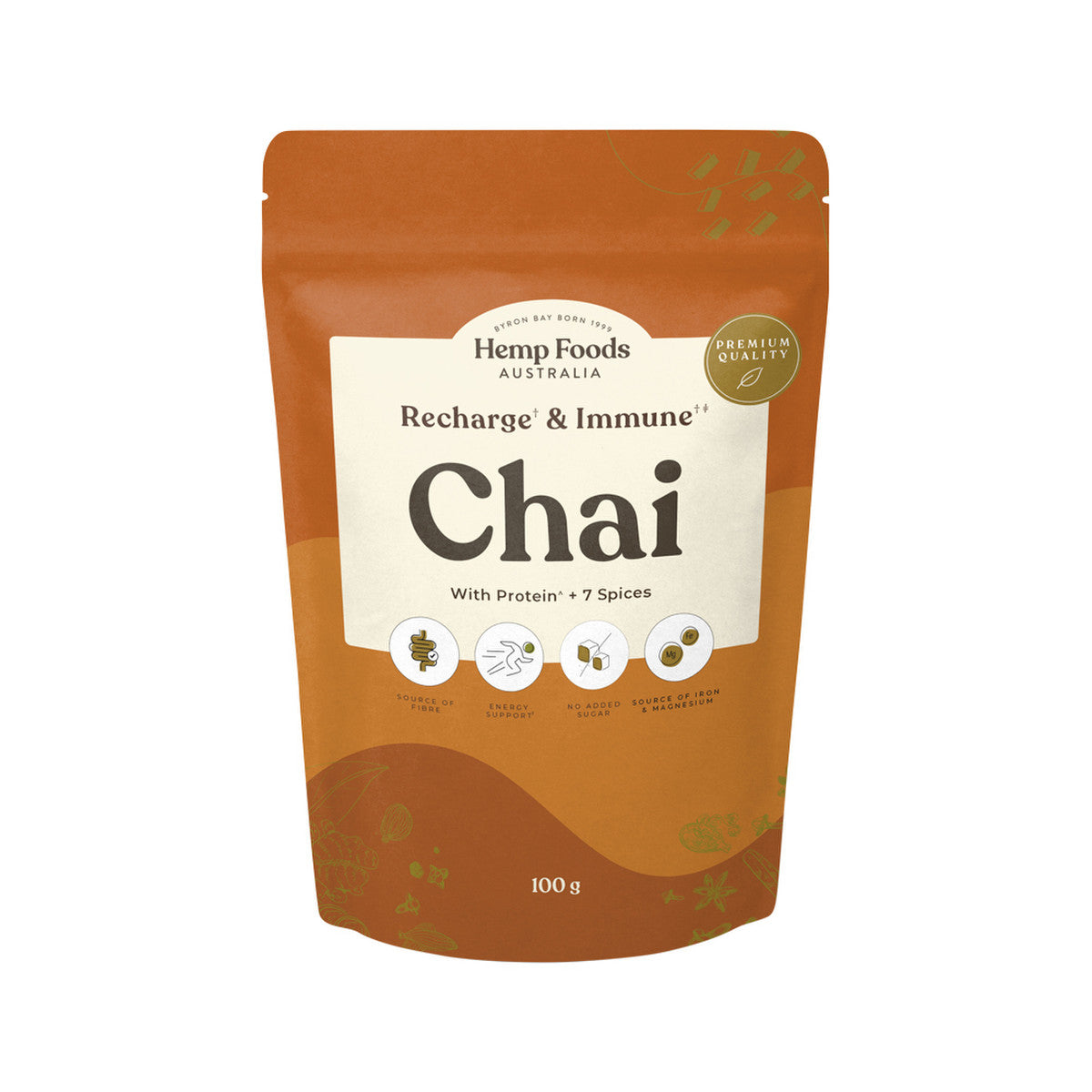 Hemp Foods Australia Chai Recharge + Immune With Protein + 7 Spices 100g - Cutprice Online