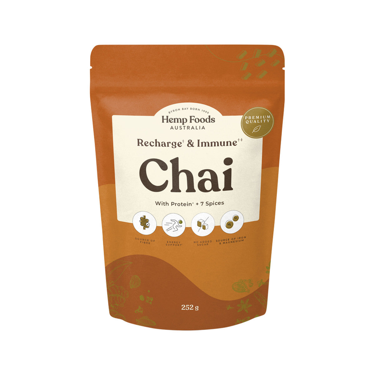 Hemp Foods Australia Chai Recharge + Immune With Protein + 7 Spices 252g - Cutprice Online