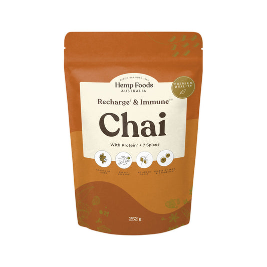 Hemp Foods Australia Chai Recharge + Immune With Protein + 7 Spices 252g - Cutprice Online