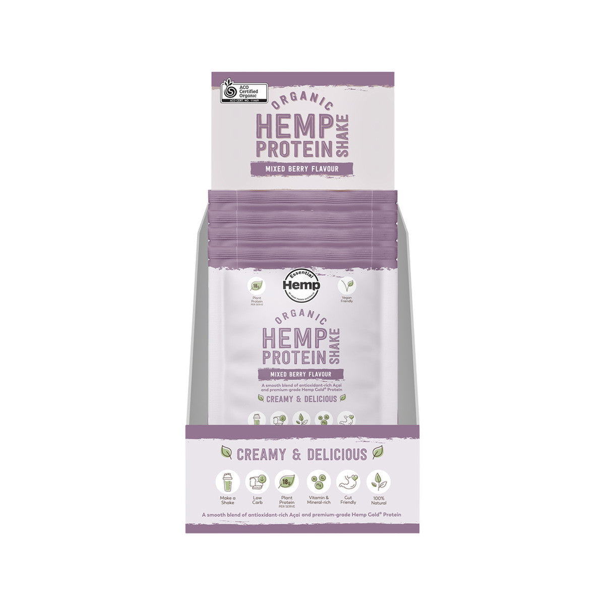 Hemp Foods Australia Organic Hemp Protein Shake Mixed Berry Sachet 35g (Pack of 7) - Cutprice Online
