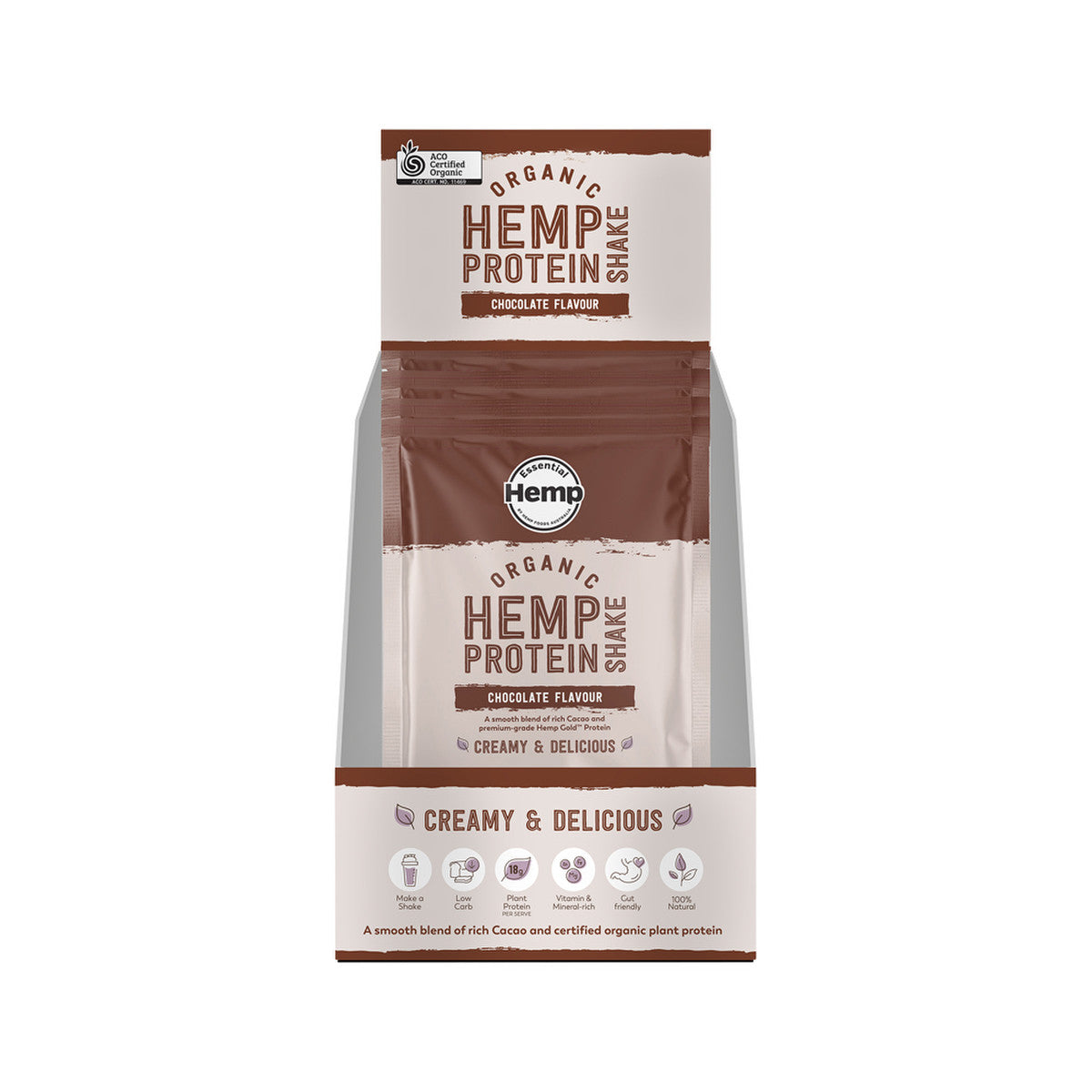 Hemp Foods Australia Organic Hemp Protein Shake Chocolate Sachet 35g (Pack of 7) - Cutprice Online
