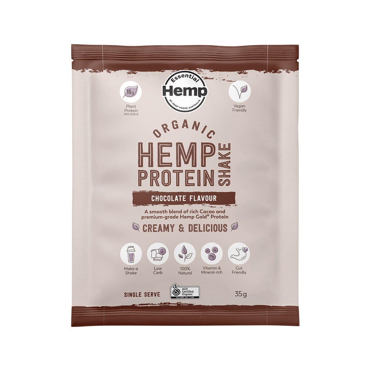 Hemp Foods Australia Organic Hemp Protein Shake Chocolate Sachet 35g (Pack of 7) - Cutprice Online