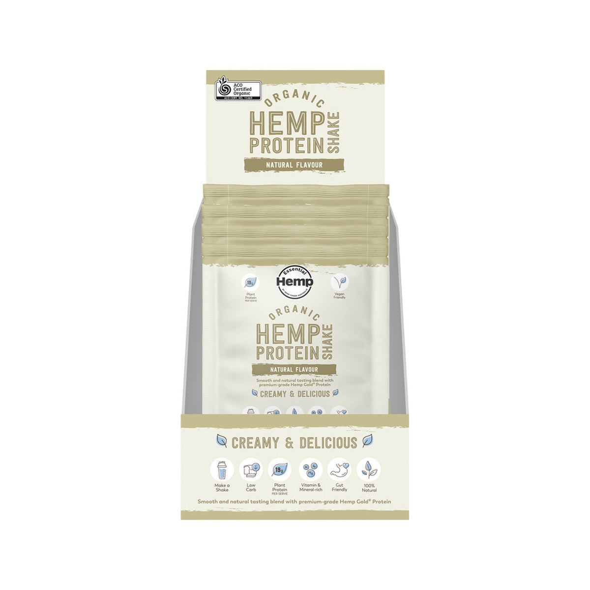 Hemp Foods Australia Organic Hemp Protein Shake Natural Sachet 35g (Pack of 7) - Cutprice Online