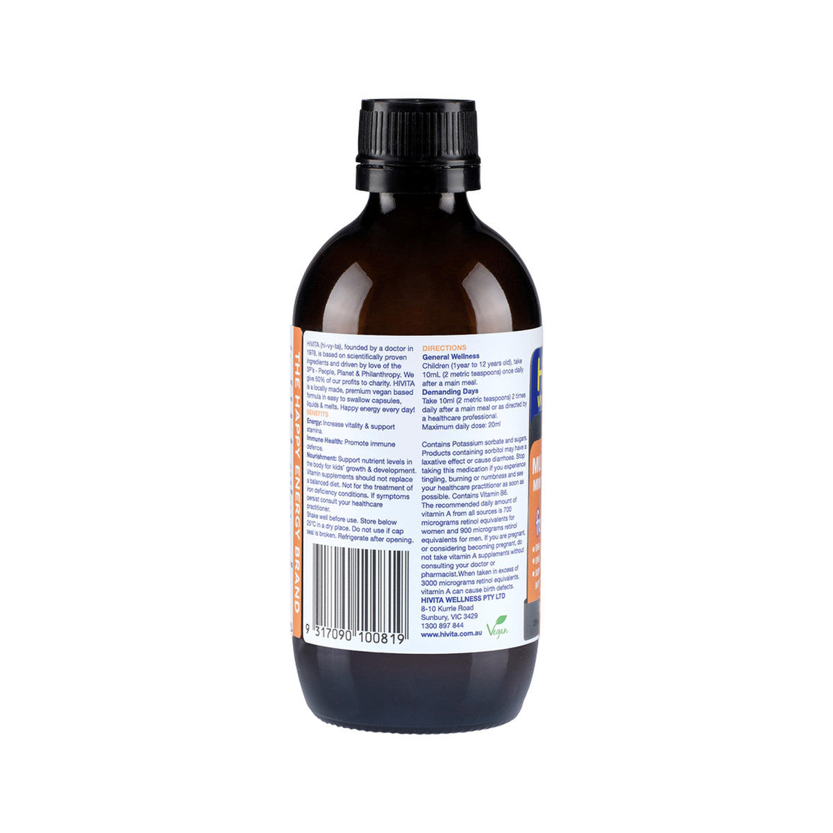 HiVita Wellness Multivitamin Minerals & Herbs For Kids Oral Liquid 200ml - Cutprice Online